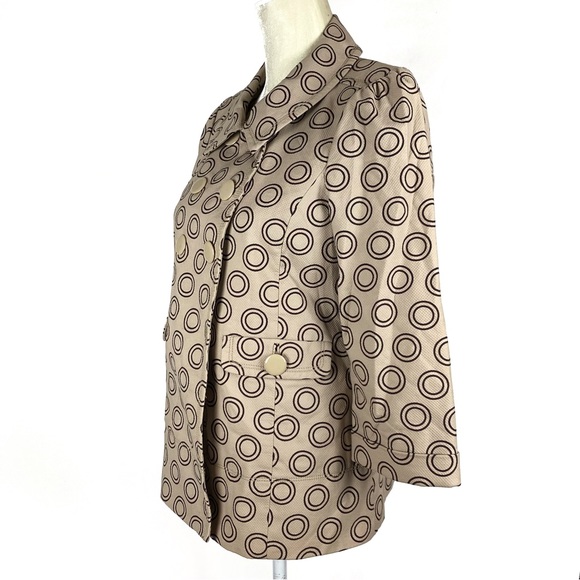 Juicy Couture Tan Brown Circle Pattern Pea Coat Size Small - Picture 2 of 16